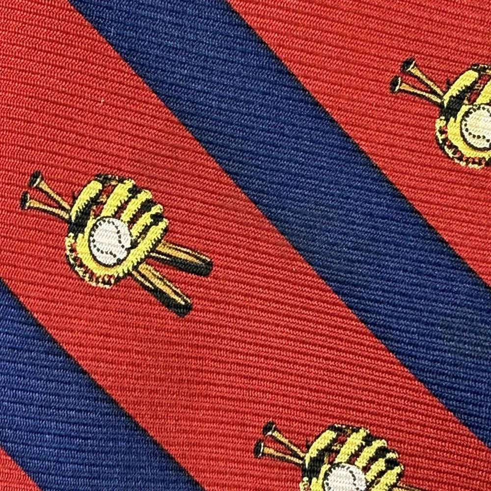 Vintage Brooks Brothers Makers Boys Baseball Tie Silk Red Navy Stripe 45x2.75